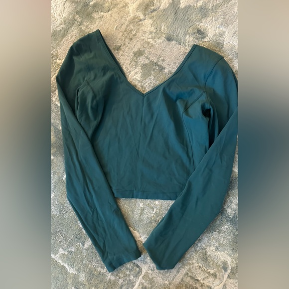 lululemon align Teal Long Sleeve crop Top - Picture 3 of 4